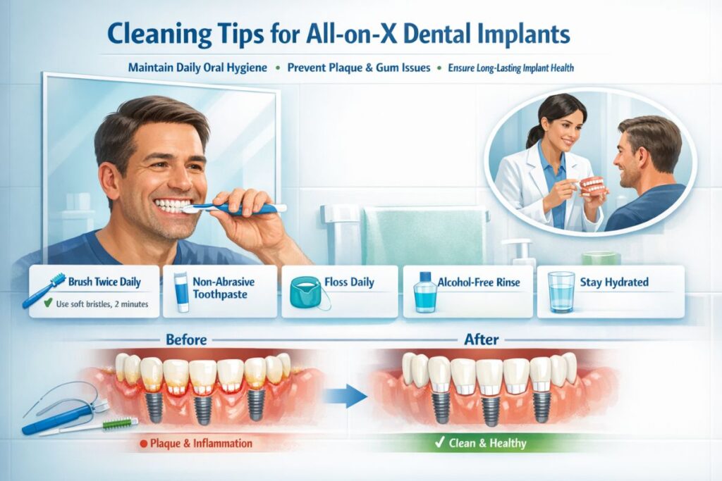 all-on-x dental implants cleaning tips