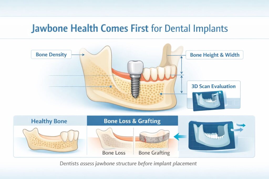 jawbone health checking for dental implants