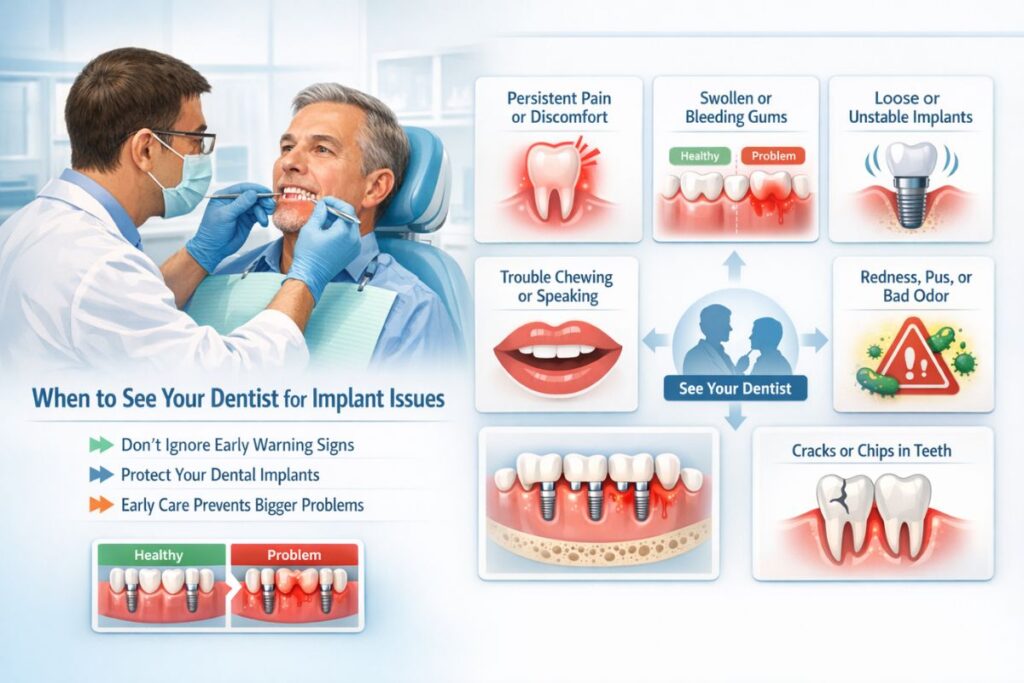 when to see your dentist for implant issues
